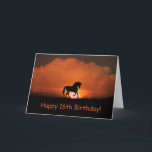 Carte Horse Happy 16th Birthday Card<br><div class="desc">Un joli cheval qui se balade au lever du soleil rouge,  c'est une belle façon de souhaiter un joyeux 16ème anniversaire à quelqu'un !</div>