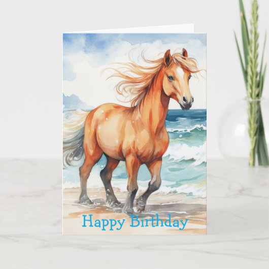 Carte Horse on Beach Birthday (Devant)