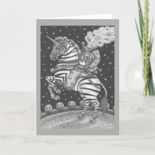 CARTE HORSEMAN CLOWN SANS TÊTE SUR ZEBRA GREETING CARD B