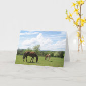 Carte Horses Grazing on Fields Greeting Card (Fleur jaune)
