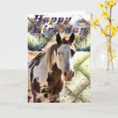 Carte Horsin autour sur votre anniversaire (Fleur jaune)