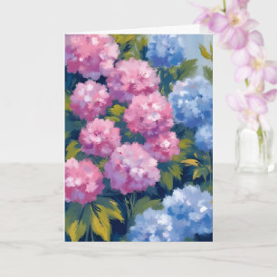 Carte Hortensias d'été Fleurs côtières roses et bleues