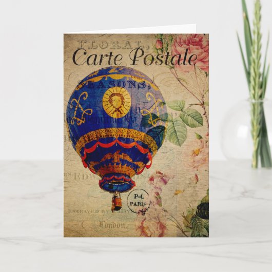 Carte Hot Air Balloon Vintage French Postcard Card (Devant)