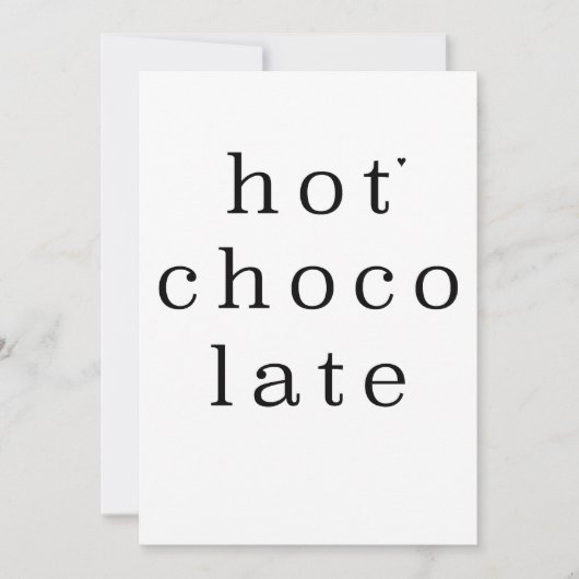 Carte Hot chocolate - minimalistic typography card (Devant)