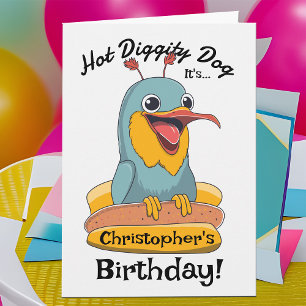 Carte Hot Diggity Chien drôle Anniversaire fou excité Oi