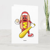 Carte Hot-dog au Baseball avec Batte de baseball (Dos)