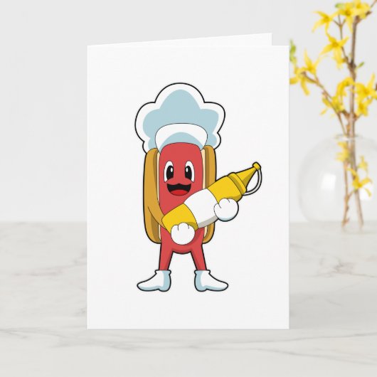 Carte Hot-dog avec Moutarde (Fleur jaune)