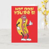 Carte Hot Dog! Vous avez 5 ans ! Anniversaire 5 ans (Fleur jaune)