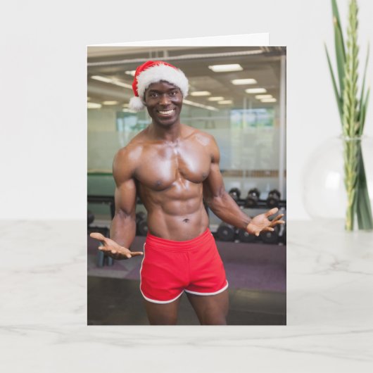 Carte Hot Guy Santa Hat Red Shorts Noël sans pitié (Devant)