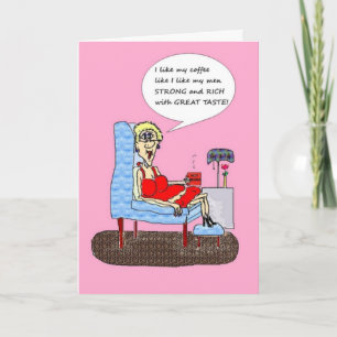 CARTE HOT MAMA'S MEN AND COFFEE FUNNY BIRTHDAY CARD