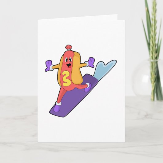 Carte Hotdog en snowboardeur avec Sonowboard (Devant)