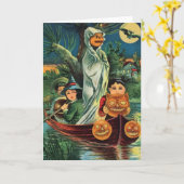 Carte hôte Citrouille Halloween vintage (Fleur jaune)