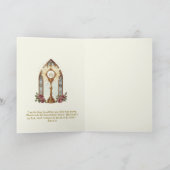Carte Hôte eucharistique catholique Monstrance d'or Rose (Intérieur)