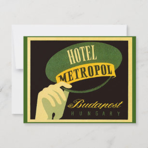 Carte Hôtel Metropol Budapest Hongrie Chapeau de groom