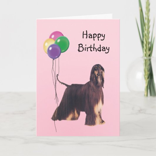 Carte Hound Afghan, Ballons d'anniversaire (Devant)