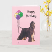 Carte Hound Afghan, Ballons d'anniversaire (Fleur jaune)