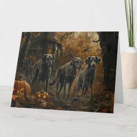 Carte Hound Afghan Halloween nuit chien délice (Devant)