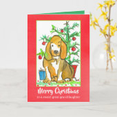 Carte Hound Dog Joyeux Noël Grande petite-fille (Fleur jaune)
