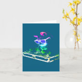 Carte House Cat Rainbow Dj Cat  (Fleur jaune)