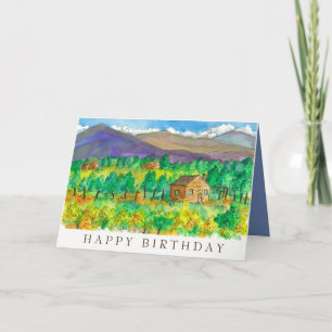 Carte House Desert Mountains Watercolor Joyeux anniversa