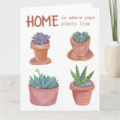 Carte Houseplants Cactus Happy New Home Aquarelle (Devant)