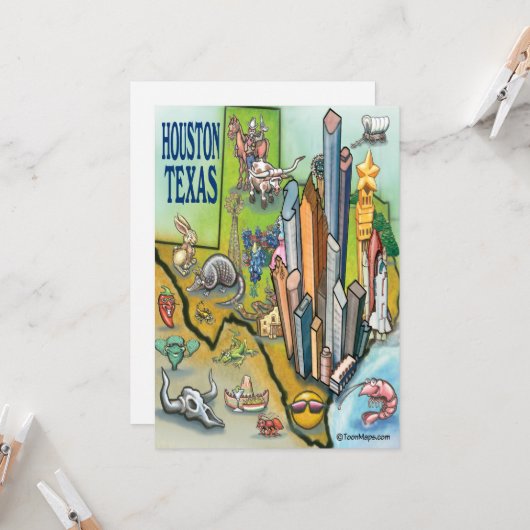 Carte Houston Texas (Devant/Arrière en situation)