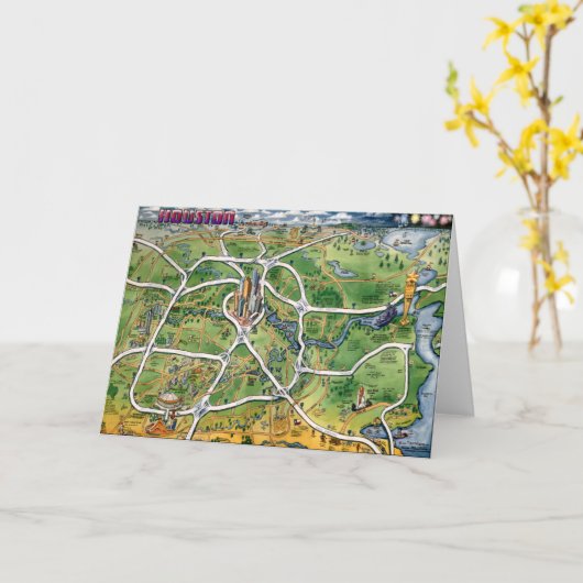 Carte Houston Texas (Fleur jaune)