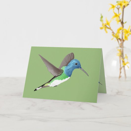 Carte Hovering Jacobin Hummingbird - transparent. (Fleur jaune)