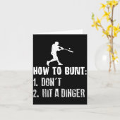 Carte How To Bunt Don't Hit A Dinger Funny Baseball  (Fleur jaune)