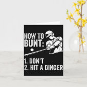 Carte How To Bunt Don't Hit A Dinger Funny Baseball Play (Fleur jaune)