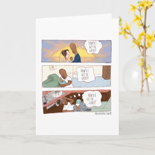 Carte How'd I Get So Lucky Anniversary (Fleur jaune)