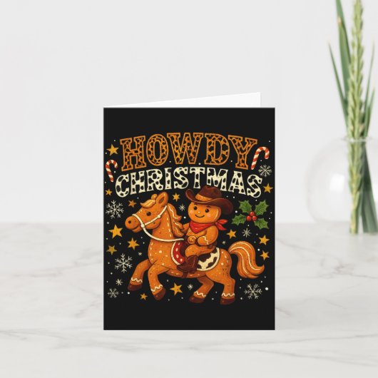 Carte Howdy Christmas Cowboy Gingerbread Design (Devant)