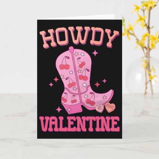 Carte Howdy Valentine Disco Boots Coquette Bow Groovy We (Fleur jaune)