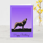 Carte Howling Wolf at Sunset - Art faunique original (Fleur jaune)