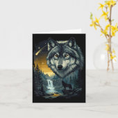 Carte Howling Wolf Waterfall Scene For Nature Lovers And (Fleur jaune)