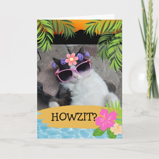 Carte Howzit ? Hawaïen Thème Chill Chat Rose Tons (Devant)