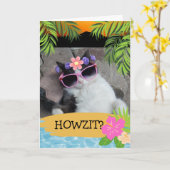 Carte Howzit ? Hawaïen Thème Chill Chat Rose Tons (Fleur jaune)