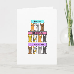 Carte Hubby Happy Birthday Cartoon Cats
