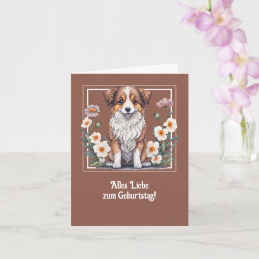 Carte Hübscher Collie umringt von Blumen -  (Orchidée)