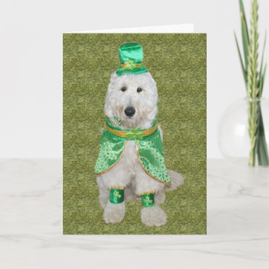 Carte Huey McGoldendoodle St. Patrick's Day card (Devant)