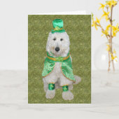 Carte Huey McGoldendoodle St. Patrick's Day card (Fleur jaune)