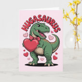Carte Hugasaurus Drôle Dinosaure T Rex Saint Valentin (Fleur jaune)