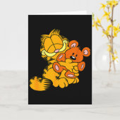 Carte Hugging Pooky Cartoon Cat  (Fleur jaune)