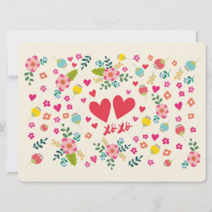 Carte Hugs et baisers Fleurs et Coeurs