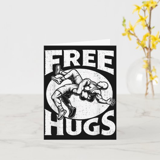 Carte Hugs Funny Wrestling Humor Wrestler Wrestle Men Wo (Fleur jaune)