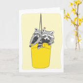 Carte Hugs Raccoon personnalisables (Fleur jaune)