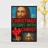 Carte Hugvyn Christmas Begins With Christ Jesus Cross Ch (Fleur jaune)