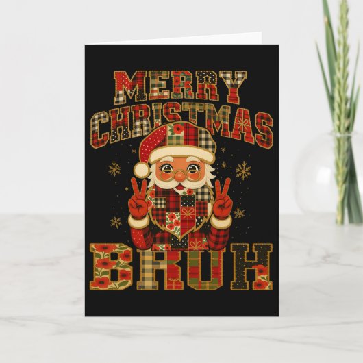 Carte Hugvyn Christmas Santa Claus Patchwork Joyeux Chri (Devant)