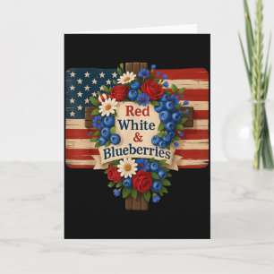 Carte Hugvyn Dieu bénisse les myrtilles Fleur patriotiqu