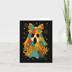 Carte Hugvyn Halloween Patchwork Éffrayant Ghost Bow Pre